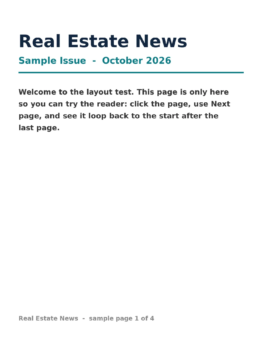 Test Newsletter, page 1 of 4